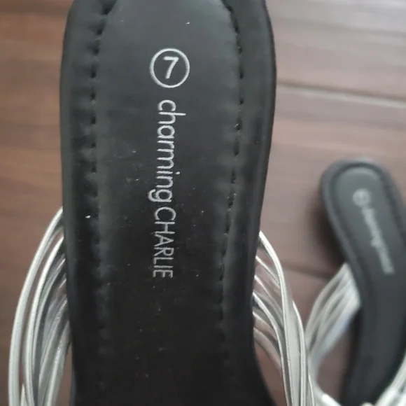 Charming Charlie Black and Silver Sandals - Picture 3 of 5